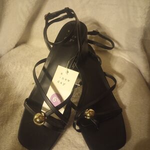 A New Day Black Strappy Low Heels